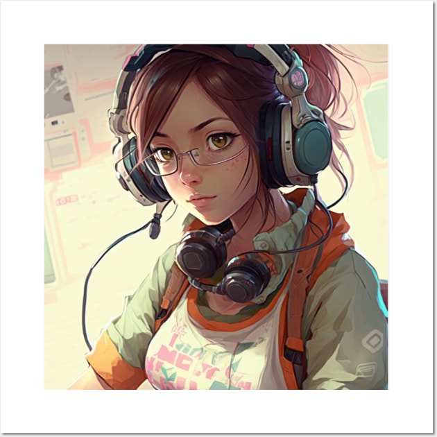 Draw Of girl playing video games Wall Art by Dress Well Shop